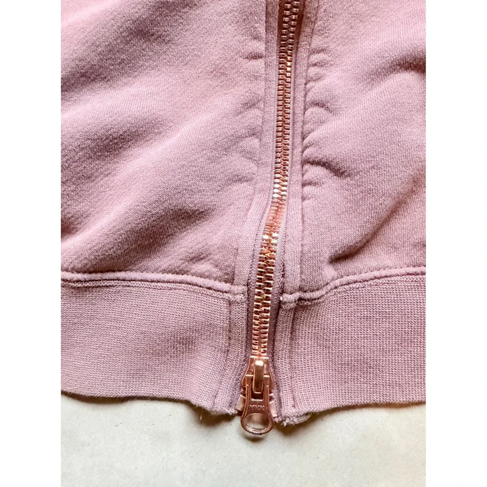 Nike Air Womens Cropped Sweatshirt Mauve Rose Gold‎ Logo Back Zip Medium